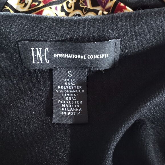I.N.C INTERNATIONAL CONCEPTS BLACK, GOLD & BURGUNDY DRESS SZ.S EUC - Picture 7 of 7